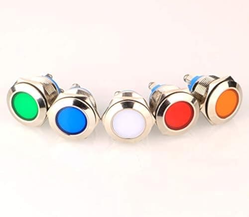 Image of Gebildet 5pcs 19mm 230V/AC Stainless Steel Waterproof LED Indicator Light Screw Terminals Metal Shell Pilot Custom Dash Signal Lamp