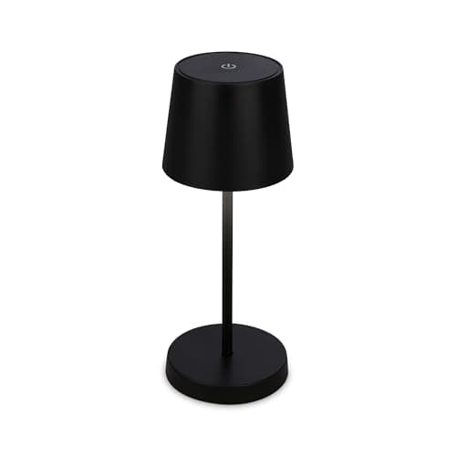Image of BRILONER - Rechargeable Lamp with USB c, Desk lamp with Touch, Dimmable, Warm White Light Colour, IP44, 26x10.5cm, Bedside Lamps, Table lamp, Battery lamp, Table Lamps for Living Room, Black