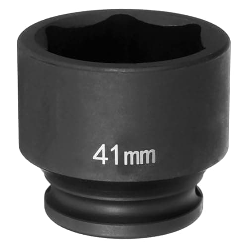 Image of sourcing map 6 Point Impact Socket 41mm Metric Socket 1/2" Square Drive 2" (50mm) Long Phosphated Cr-Mo Steel Spindle Axle Hex Nut Sockets, Black