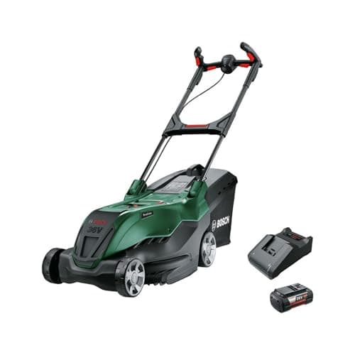 Image of Bosch Home and Garden AdvancedRotak 36V-44-750 battery powered mower (lawn mower; 36 volt system; cutting width: 44 cm; kit, with battery and charger)