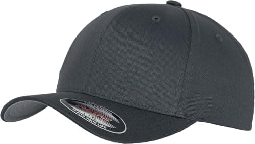 Image of Flexfit Wooly Combed Unisex Baseball Cap, Dark Grey, XL