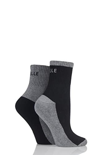 Image of ELLE Ladies Sports Cushioned Ankle Socks Pack of 2 Black 4-8