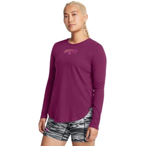 Image of Under Armour Womens Project Rock Payoff Long Sleeve, (505) Purple Gemini/Flare Orange/Vivid Magenta, XXL