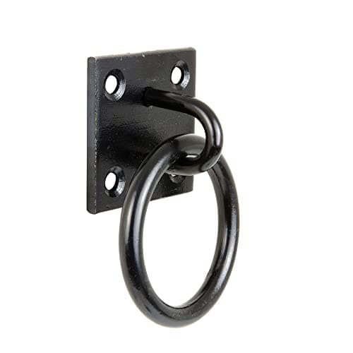 Image of Merriway® BH07695 Heavy‑Duty Ring on Plate – 150mm Steel Ring with 50 x 50mm Mounting Plate, Black Powder‑Coated