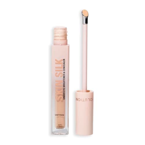Image of Revolution, Skin Silk Radiant Serum Under Eye Brightener, Hydrates & Smooths Under Eye with Hyaluronic Acid & Squalane, Vegan & Cruelty-Free, Light Peach, 4ml