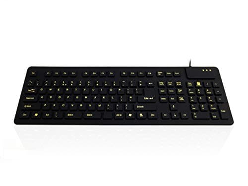 Image of Accuratus WP127 V2 - USB & PS/2 Full Size IP54 Sealed Flexible Roll Up Silicone Keyboard with High Visibility Key Legends
