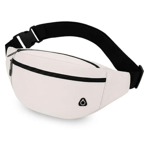 Image of LUCTHY Bum Bag Fanny Pack for Men Women, Lightweight Waist Bag Crossbody Chest Bag with Headphone Jack, Secure Bumbag Waist Travel Belt Bag for Running Walking Hiking Everyday Use (White)