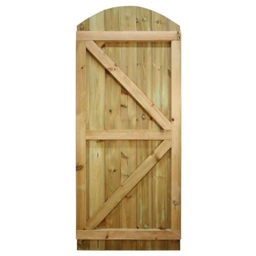 Image of Arch Top Wooden Garden Gate 6x2.5ft - Tongue & Groove Fully Framed Treated Timber Door, H:6ft x W:2.5ft Ideal for Outdoor Pathway Home Access (High: 180cm x Wide: 75cm)