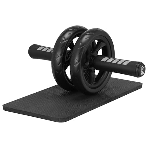 Image of H&S Ab Roller for Strength Training Equipment - Abs Sit Up Exercise Wheel for home gym with Extra Thick Knee Pad Mat - Ab Trainer w/Dual Glide Wheels