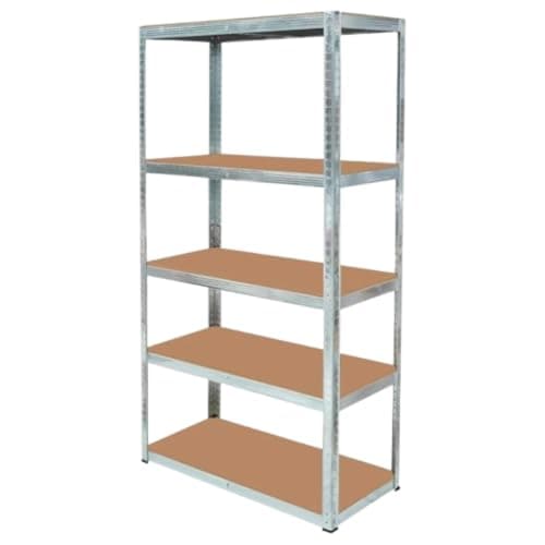 Image of 5 Tier Heavy Duty Galvanised Steel Shelving Unit – Adjustable Garage Storage Rack Metal Shelves for Workshop Warehouse Shed & Utility Room (Silver, 180cm x 90cm x 40cm)