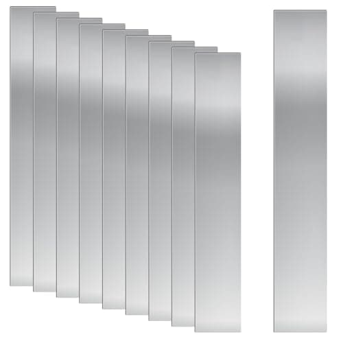 Image of Swpeet 10Pcs 304 Stainless Steel Shim Stock Kit, 1"(Width)× 6"(Length)× 0.01"(Thickness) Metal Shim Stock Strips Thin Metal Shims Sheet for Gap Filler Strip Craft Making