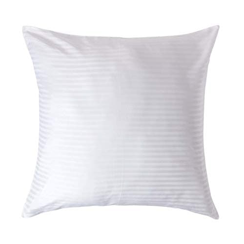 Image of HOMESCAPES White Pure Egyptian Cotton Euro Size Pillowcase 80 x 80 cm 330 TC 500 Thread Count Percale Equivalent Satin Stripe Pillow Case with Zip
