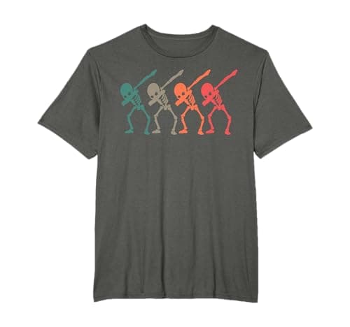Image of Dabbing Human Skeleton Halloween Retro Skull Dab Dance Boys T-Shirt