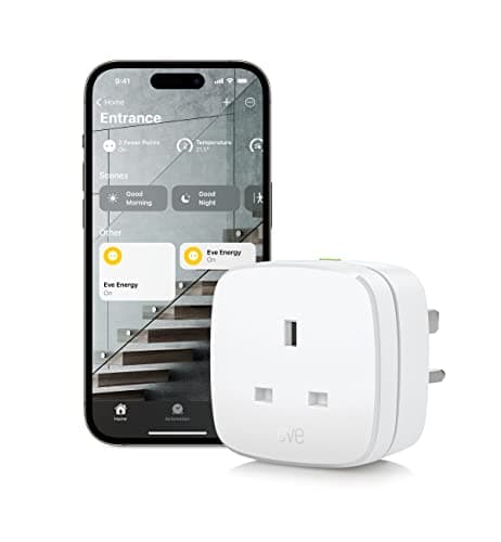 Image of Eve Energy (Matter) UK-Smart Plug, Control and Automate Lights/Appliances, Secure and Private, Easy Setup, Future-Proof with Matter and Thread, Works with Apple HomeKit, Alexa, Google Home,SmartThings