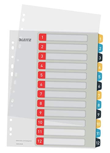 Image of Leitz A4 Printable Index 1-12, Heavy Duty, Cosy Range, Multicoloured, 12480000
