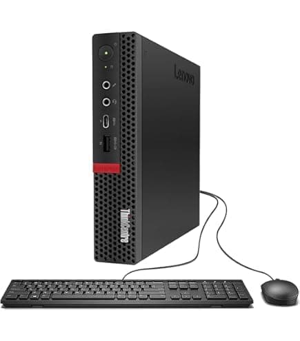 Image of Lenovo ThinkCentre M720q mini Desktop Computer, Intel Core i5-9400, 8GB RAM, 512GB SSD, WiFi, Bluetooth, US QWERTY Keyboard, Windows 11 Pro (Renewed)