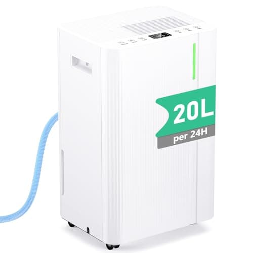 Image of Dehumidifier, 20L/Day Quiet Portable Compressor Dehumidifier for Bedroom Bathroom Warehouse with 3 Modes, 24H Timer, Continuous Drainage, Humidity Control, Dryer Function, Auto Defrost, Low Energy