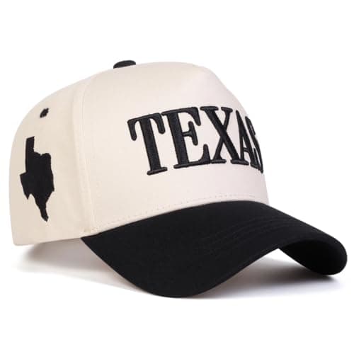 Image of Doniya Fitness Texas Baseball Cap, Embroidered Letter Design, Adjustable Casual Sports Hat, (UK, Alpha, One Size, Black)