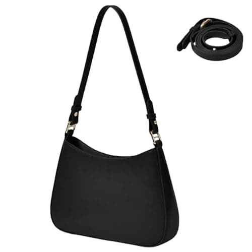 Image of GWAWG Leather Bag for Woman,Shoulder Bag Y2K Clutch Purse for Women With 2 Adjustable Strap,Crossbody Bags,Leathers Women's Hobo Bags,Crescent Hobo Handbag,Underarm Purse (black)