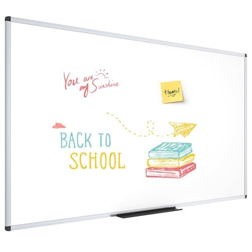 Image of VIZ-PRO Large Whiteboard 150 x 120 cm, Dry Erase White Board with Pen Tray & Silver Aluminium Frame, Dry Wipe Writing Surface for Wall, School Office and Home