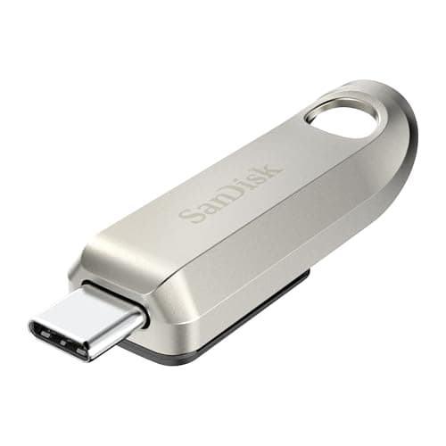 Image of SanDisk 1TB Ultra Luxe Type C Flash Drive, USB stick, Memory stick with Fast Performance, up to 400 MB/s read speeds, USB 3.2 Gen 1, Retractable Connector, Metal Design, Keyring, Silver