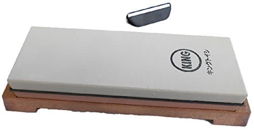 Image of King Japanese Grit 1000/6000 Combination Sharpening Stone KW-65 and Naniwa QX-0010 Blade Angle Guide: Bundle - 2 Items