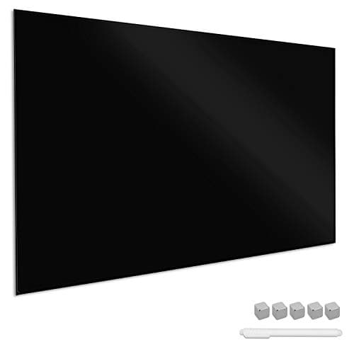 Image of Navaris Magnetic Glass Board Black - 90 x 60 cm Dry Wipe Writing Memo Notice Whiteboard for Wall, Kitchen, Office - Includes Marker and Magnets
