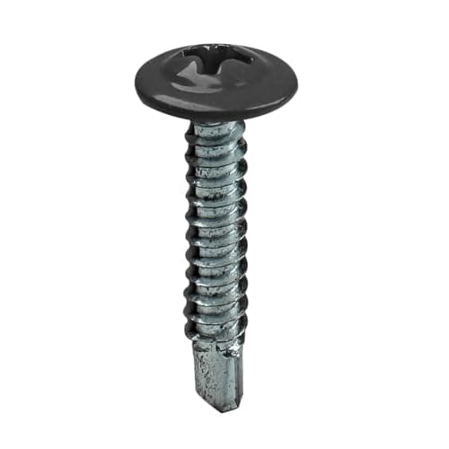 Image of Self Drilling Tek Screws 4.2 x 25mm Wafer Flange Head – Powder Coated Coloured Screws – Anthracite Grey, Black, White, Light Grey, Cream – Pack of 100 (Anthracite Grey RAL 7016)
