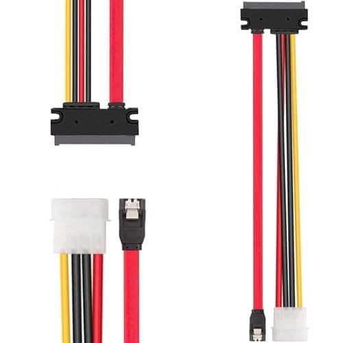 Image of AYMBH SATA Data Power 2-in-1 Cable 22Pin (7+15) Male-to-Female Extension – 40cm Durable High-Speed Combo for Hard Drive, Motherboard, and PC Modding – Flexible and Wear-Resistant