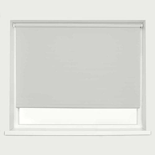 Image of Grey Blackout Roller Blind Metal Fittings Trimmable UV Protection Thermal Properties Premium Fabric Home Office Bedroom Kids Room Child Safe Easy Fit Grey 90cm Width x 160cm Drop