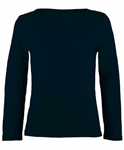 Image of LUXE FASHION Girls Boy Kids Plain Basic Long Sleeve Round Neck T-Shirt Stretch School Tee Top Kids Long Sleeve Round Neck T-Shirt Stretch Uniform PE School Tee Top 2-13 Years Navy