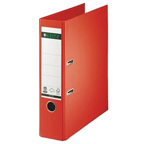 Image of Leitz Quality Folder 180° A4 8 cm Spine Width Special Paper Lamination in Linen Embossing Blue Angel Light Red 10070020