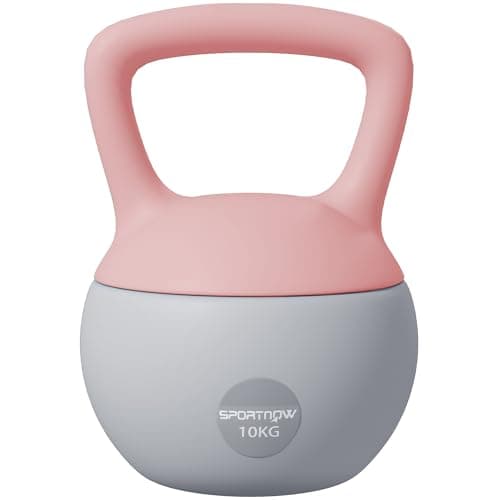 Image of SPORTNOW Soft Kettlebell, 10kg Kettle Bell with Non-Slip Handle for Home Gym Weight Lifting and Strength Training, Pink and Grey