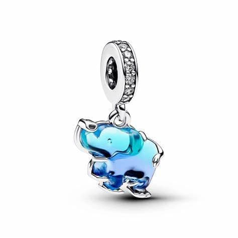 Image of CWOne Designs Sterling Silver Pet and Animal Charms For Pandora Bracelets For Women (Murano Elephant)