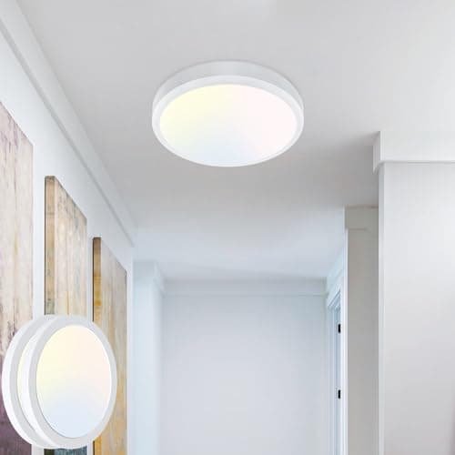 Image of zemty 2 Pack 3000/4000/6500K LED Ceiling Light, 8W 900LM Ø12cm Bathroom Lights Ceiling, IP44 Waterproof Ultra Thin Round Flush Ceiling Light for Bedroom,Kitchen, Living Room,Toilet,Utility Room
