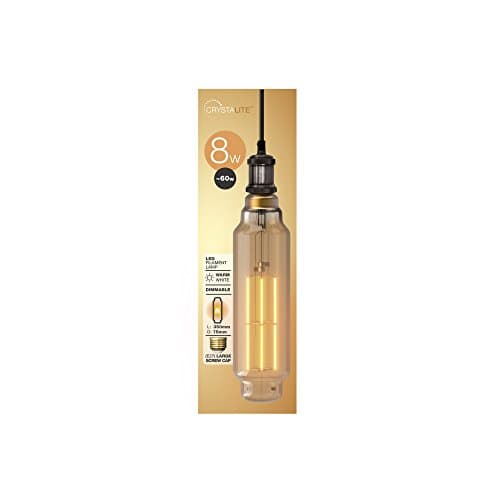 Image of Status CrystaLite Antique 8W (60W Equivalent) Extra Large Tube Filament LED Light Bulb Pendant, E27, 8 W, Amber