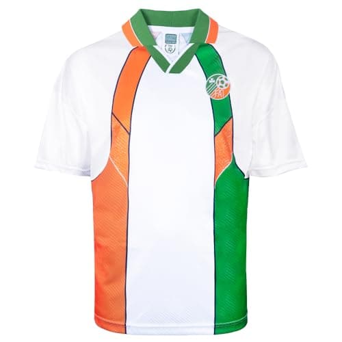 Image of Score Draw Ireland 1995 Away Shirt White/Green Large Polyester