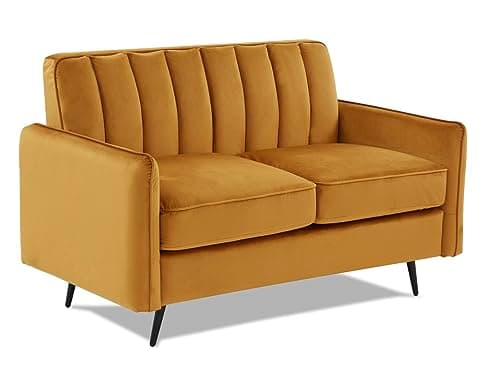 Image of WeDoSofas Velvet 2 Seater Sofa in Mustard - Compact Ella range