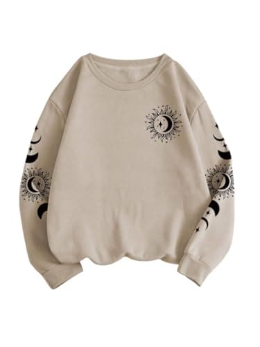 Image of TAGAS Women's Sun & Moon Print Sweatshirt || Sweatshirt for Women ||Womens Winters WEAR || (WSS-22), BEIGE, M