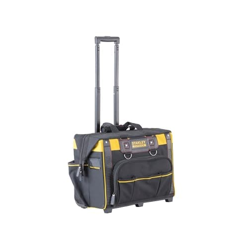 Image of STANLEY FATMAX Open Mouth Rolling Rigid Tool Bag Trolley, Multi-Pockets Storage Organiser, FMST1-80148 , Black