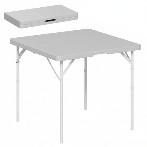 Image of Outsunny 3ft Folding Camping Table, Heavy Duty Picnic Table with 2 Adjustable Height for Indoor Outdoor Garden, Party, BBQ, Dark Grey