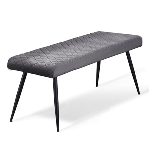 Image of AINPECCA Velvet Padded Dining Bench, Vintage Cushioned Long Bench Lounge for Kitchen & Hallway, Dinner Stool with Metal Legs (Grey, 130cm Length)