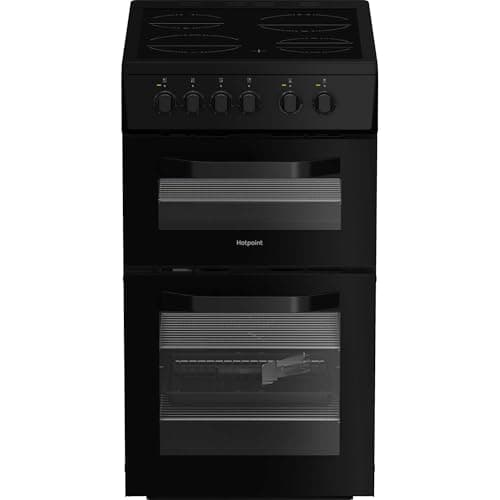 Image of Hotpoint HTE5VCB Twin Cavity Electric Cooker with 4 Ceramic Hobs - Black