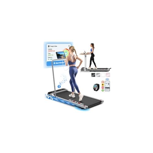 Image of BLACK LORD 3.2HP Walking Pad with Handle Bar, Treadmill for Home, Under Desk Treadmill with LED Display & Bluetooth Speaker & Wristband Control, Running Machine, 9% Incline, 140kg Capacity, Silver