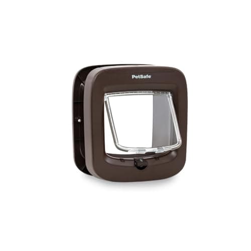 Image of PetSafe Microchip Cat Door - Exterior or Interior Cat Flap - Multi-User RFID Access for up to 40 Pets - 4-Way Locking, Weatherproof, DIY Easy Install - Brown
