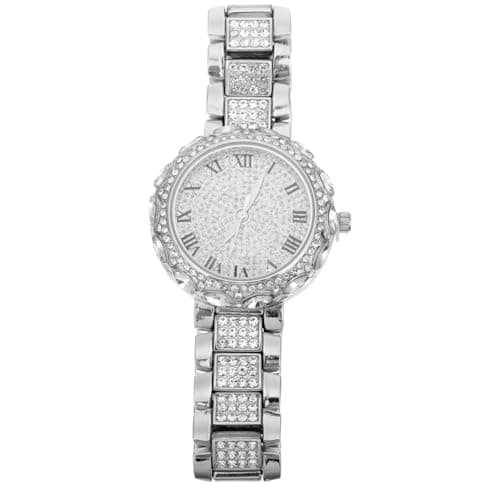 Image of Hemobllo Ladies Watch, Elegant Girl Watch, Luxury Iced Watch, Rhinestone Wristwatch Female Watch Business Women Watch Girl Watches Girl Presents (Silver)