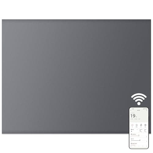 Image of MYLEK Panel Space Heater 0.5KW Smart WiFi App Radiator Electric SlimLow Energy - Charcoal Grey - Wall Mounted Design, Bathroom IPX4 Rated for Homes, Offices (500Watts)