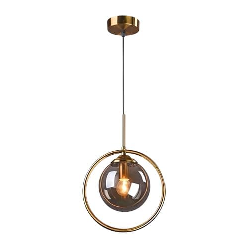 Image of MOSSODOR Smokey Grey 30cm Pendant Light Industrial Ceiling Light E14 (Included) Bulb Base Matal Ring Light for Kitchen, Dining Room, Bedroom, Restaurant, bar