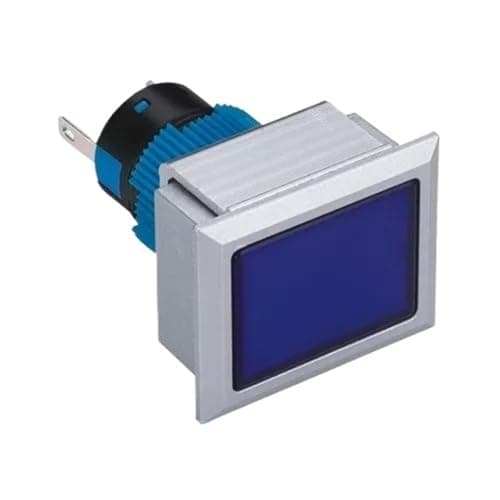 Image of 22mm Plastic Rectangular illuminated push button switch (PB223WJ-11ZD/B/12V/IP40, PB223PJ-11ZD/B/12V/IP40)(Silver,LATCHING_WHITE_12V)