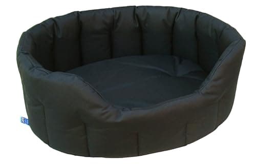 Image of P&L Country Dog Heavy Duty Oval Drop Fronted Waterproof Softee Dog Beds (Black, M)